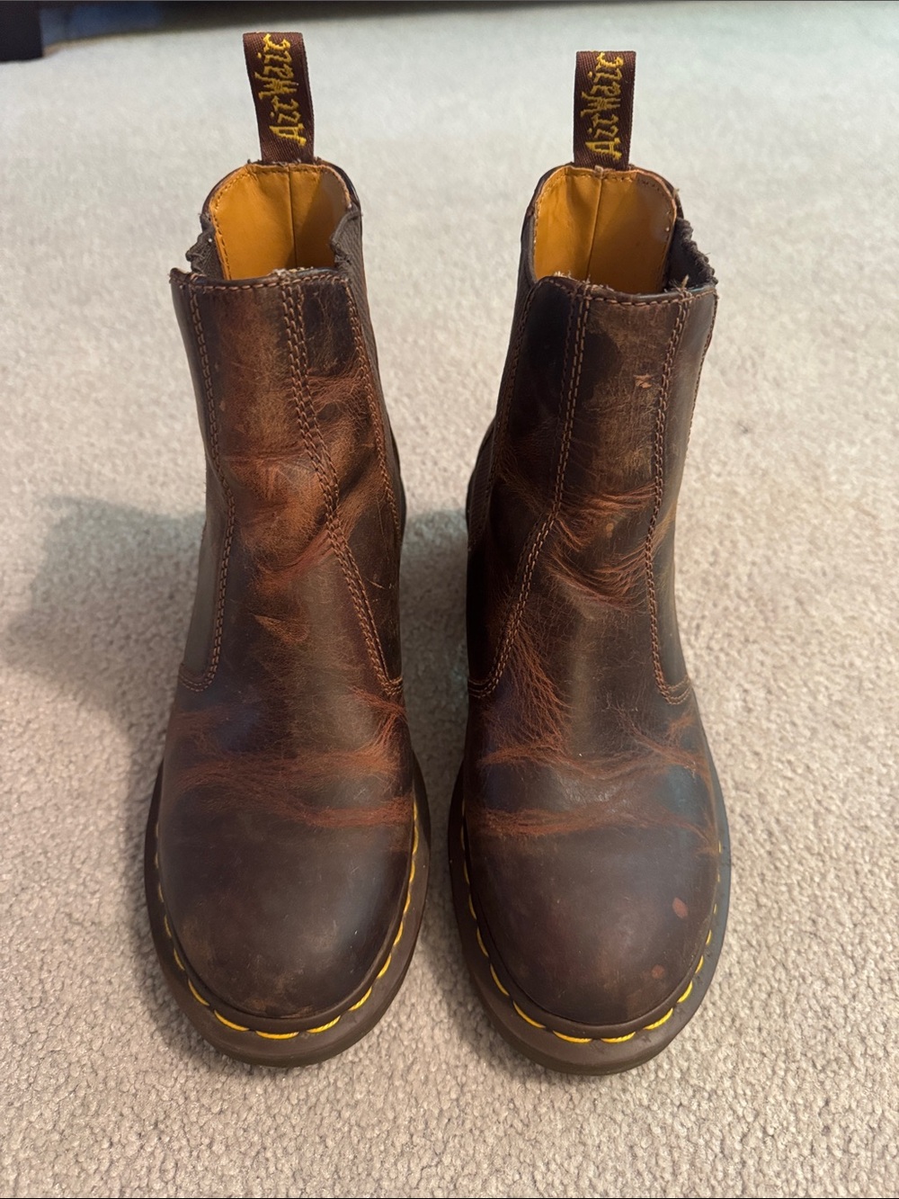 Dr. Martens Oiled Distressed Brown Leather Cadence Heel Boots Air Walk